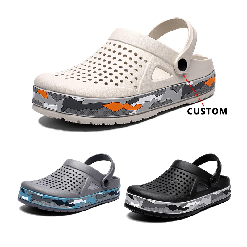 Wholesale Mens Shoes Customized Logo Breathable Eva Beach Sandals Summer Garden Clogs Shoes zapatillas Men Slippers Sandals Clog