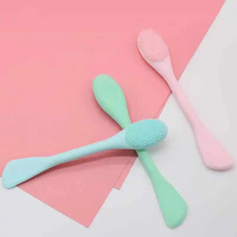 Силиконовая Массажная щетка для очищения лица с лопаткой для лица двусторонняя для очищения и отшелушивания