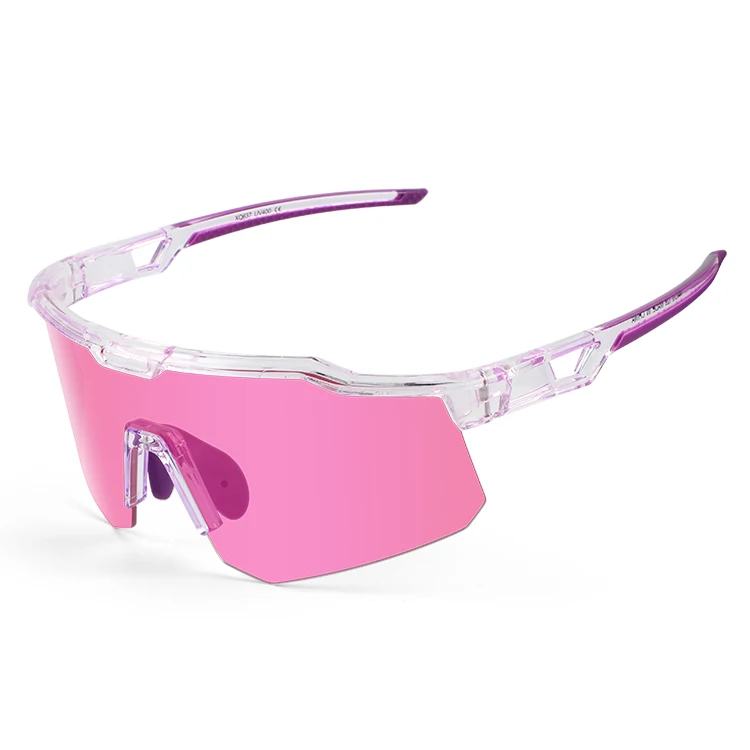 Unisex oversized cycling outdoor photochromic glasses uv400 outdoor road eyeweaer clear lens pink color changing bike sunglasses