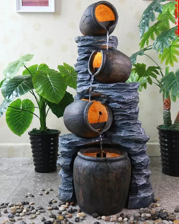 Marble fountain garden stone large simple natural custom belt installation instructions design outdoor 4 layer black sales