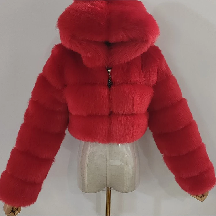 New Fashion Winter Fox Coat Fur Women long sleeves plus size fur bubble coat with hood