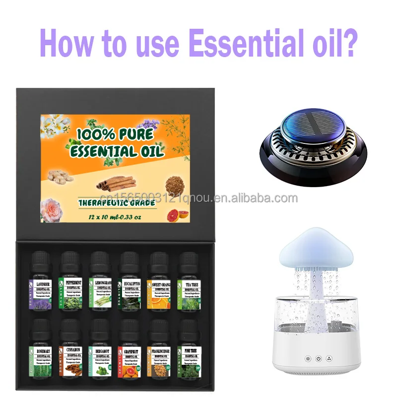 Essential oil aromatherapy set 12 pack lavender frankincense myrrh grapefruit cinnamon pine tree natural essential oil