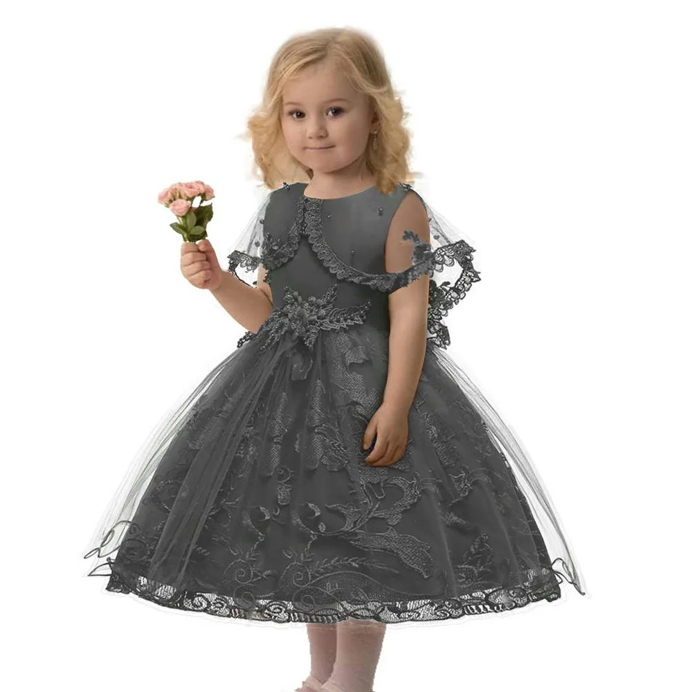 Latest Baptism kids baby girl dress with lace cape for 0-2 years birthday party