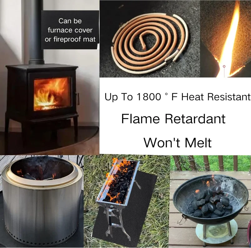 Welding Blanket Fireproof Mat 3/5/8mm Thickness Carbon Fiber Felt for Soldering Brazing Plumbing Hole Propane Torch Copper Pipe