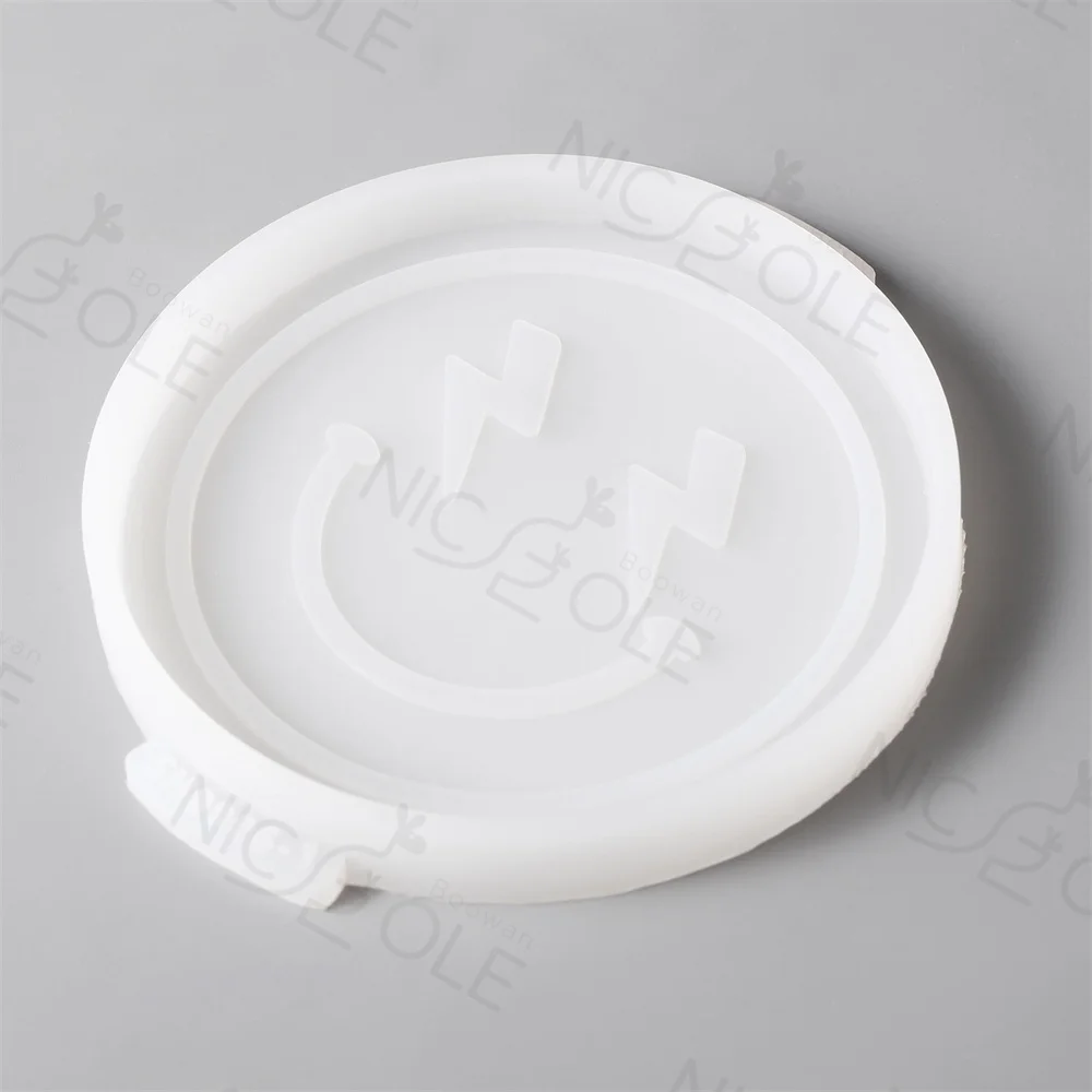 Nicole Handmade Emoticon Smiling Face Tea Cup Pot Saucer Mould Resin Cement Concrete coaster Silicone Molds