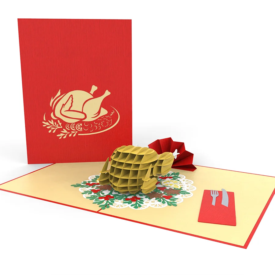 Рождественская готовка, Турция, 3D выдвижная поздравительная открытка Киригами, оптовая продажа, креативный дизайн на заказ, лазерная резка, Вьетнам, ручная работа