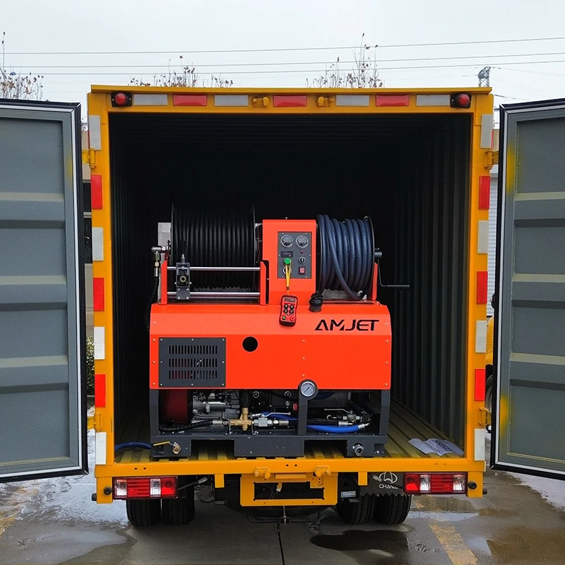 AMJET Professional 2610psi 17gpm Air cooling fan cooling high pressure water jet sewer cleaning machine Portable sewer  jetter