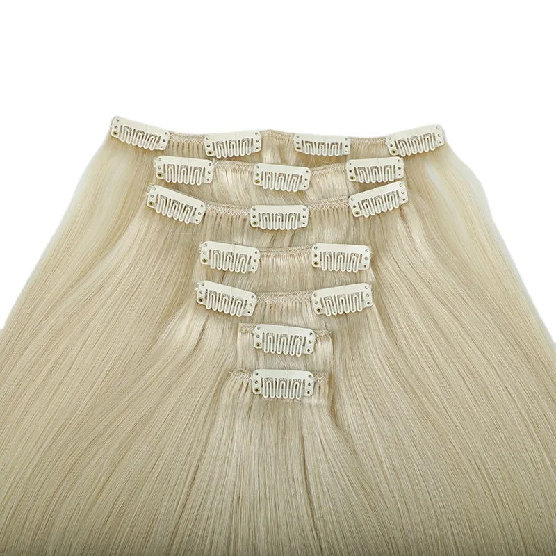 LeShine Wholesale Full Head 100% Remy Human Hair Balayage Blonde Double Weft Seamless Clip in