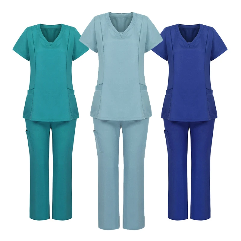 Custom V-neck Short Sleeve Tops Jogger Pants Medical Nursing Scrubs Uniform Scrub Uniform Sets Women Hospital Uniforms Nurse