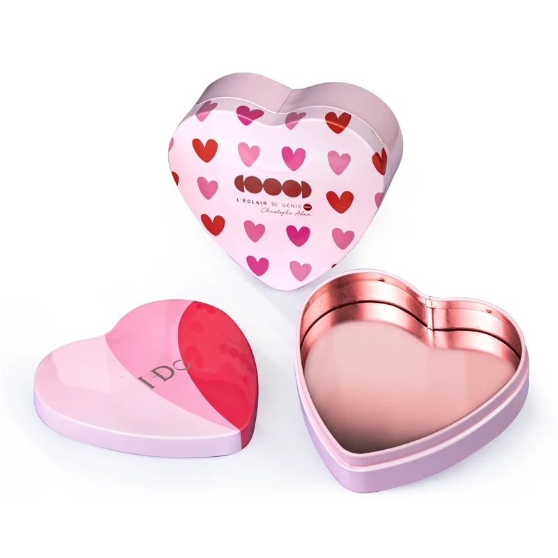 Guangzhou Factory Custom Heart Tin Food Grade Valentine Day Wedding Sweets Chocolate Tin Box Empty Heart Shaped Tin Gift Box
