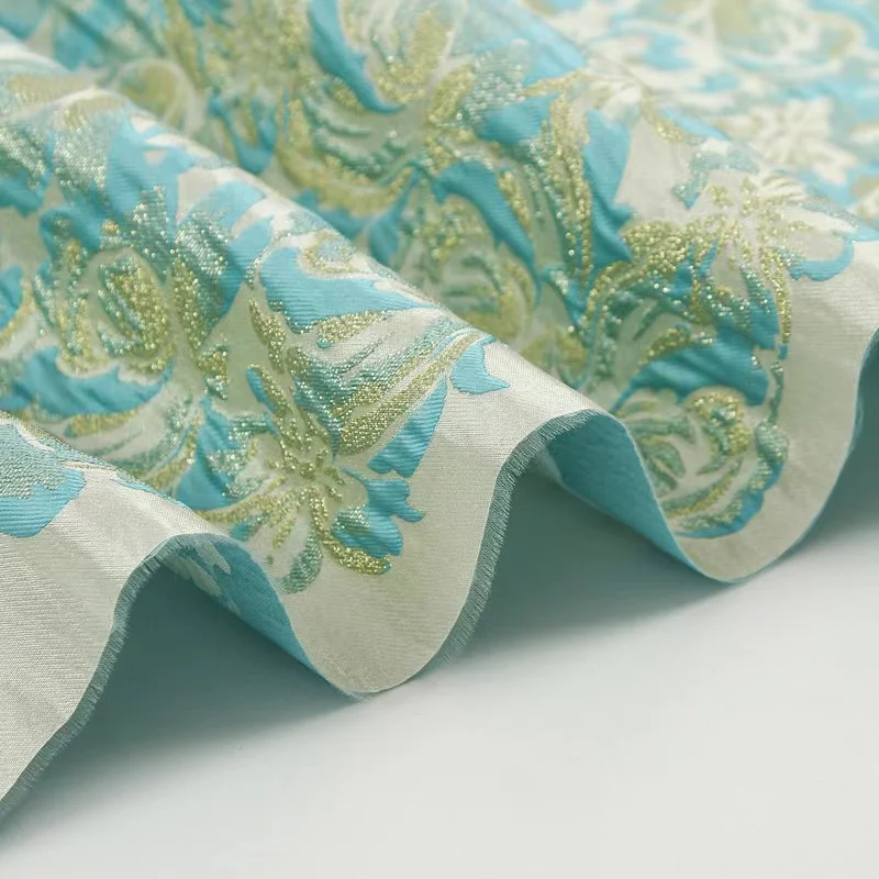 Popular metallic positioning florals  pattern variety in colors custom luxury jacquard brocade fabric for women evening  dress