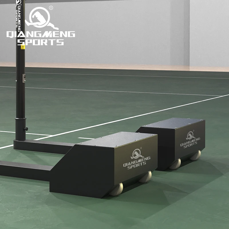 Height Adjustable Volleyball Box on Wheels Steel Volleyball upright Height Adjustable Volleyball Posts with Net Kit