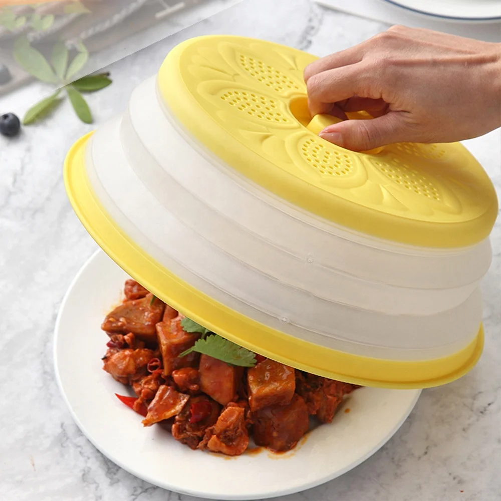 High Performance Foldable Microwave Plate Cover Food Plate Lid Collapsible Splatter Guard Microwave Cover