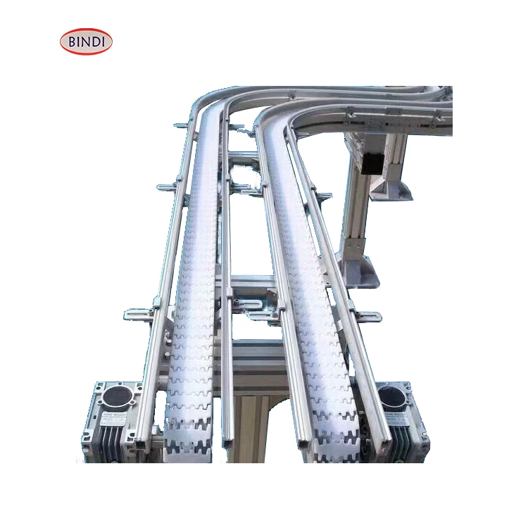 Light aluminum profile toothed chain plate conveyor line for canned transportation