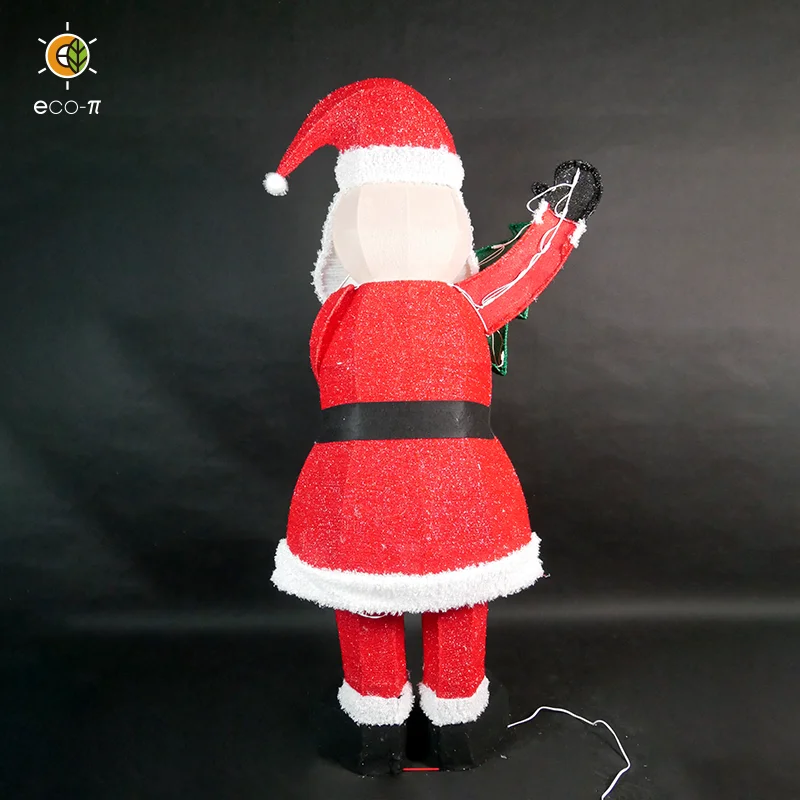 Solar USB charging outdoor waterproof Christmas decoration 3D SANTA WITH TREE Christmas led lights