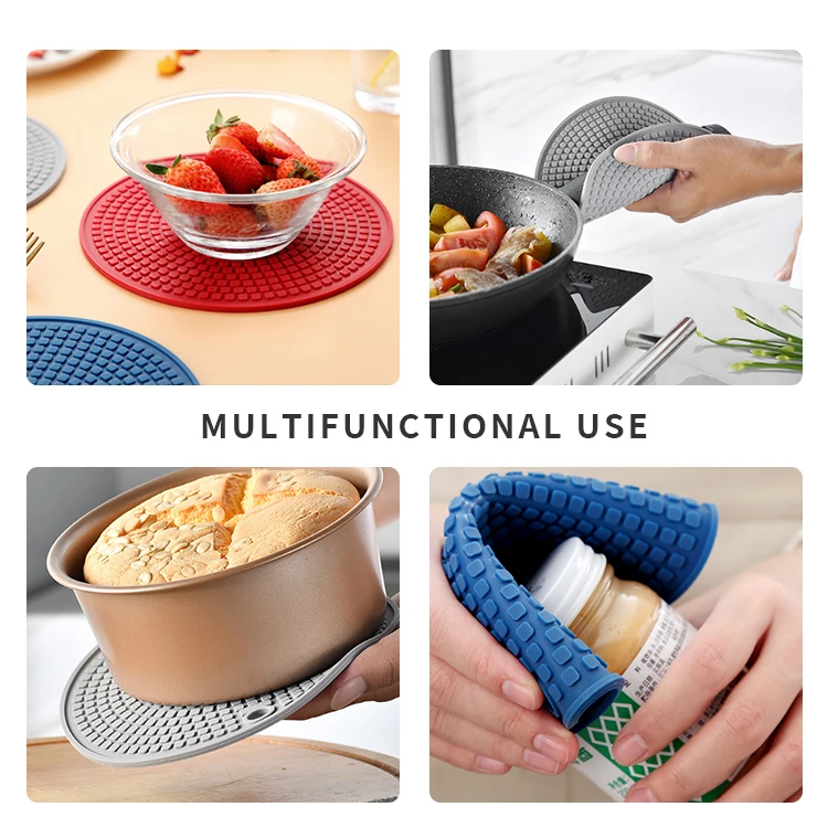 Heat Resistance Round Pot Holder Silicone Trivet Use For Hot Dishes Teapot Pots Pans Cups Hot Pads