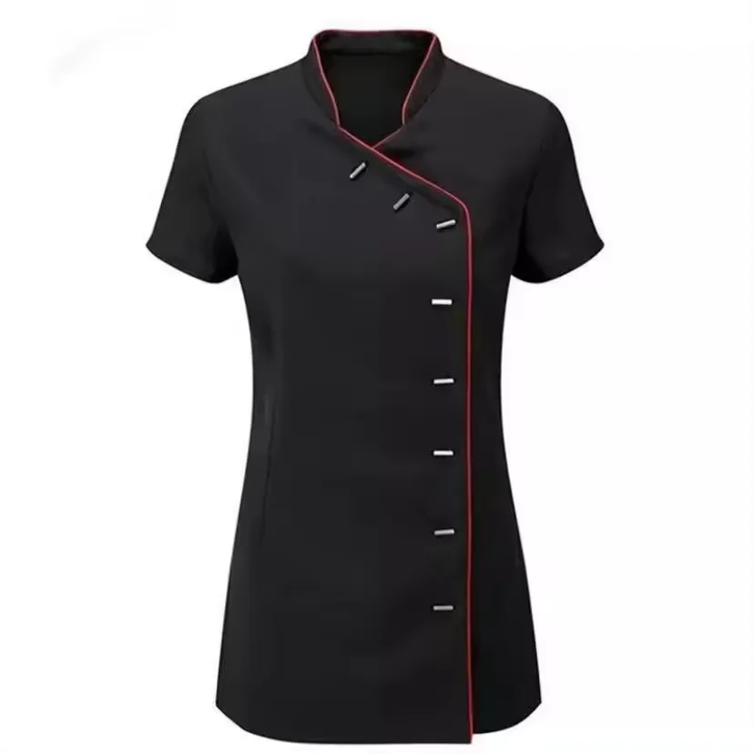 Wholesale 100% polyester Women Kitchen Chef Uniform Jacket Cook Restaurant  Custom Design  chef uniform