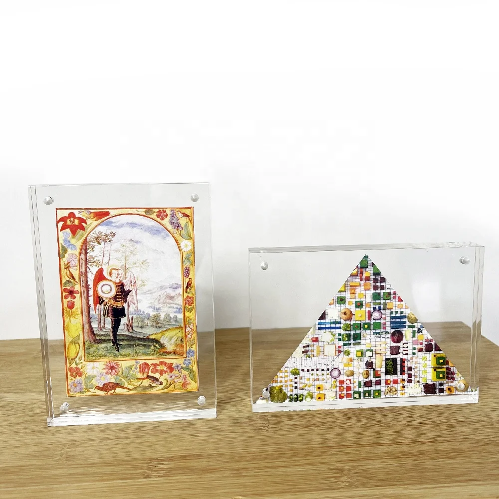 Acrylic Horizontal Magnet Double Sided Photo Frame 18MM Thickness Magnetic Clear Picture Frame Desktop Display Mothers Day Gifts