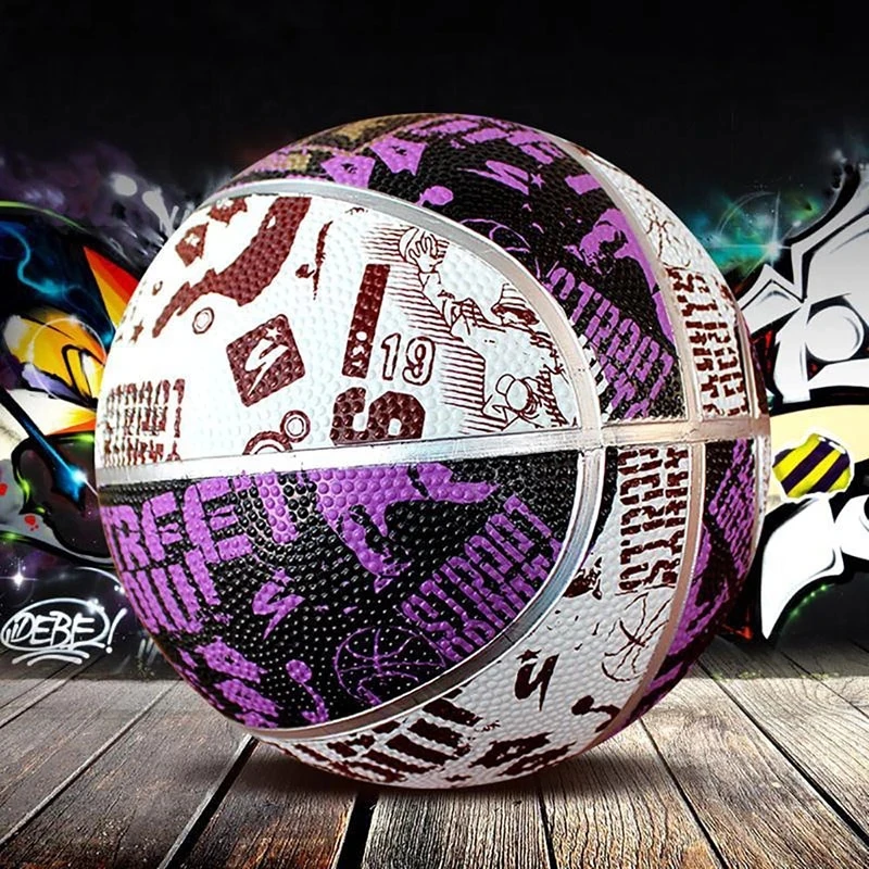 Graffiti Basketball Natural Rubber Surface Butyl Bladder Basket Ball Official Size 7 Training Balls Streetball