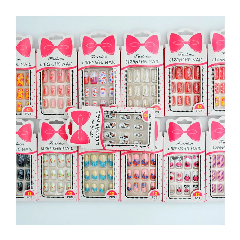 12pcs/box Professional Children Kids Diy Nails Press On False Custom
