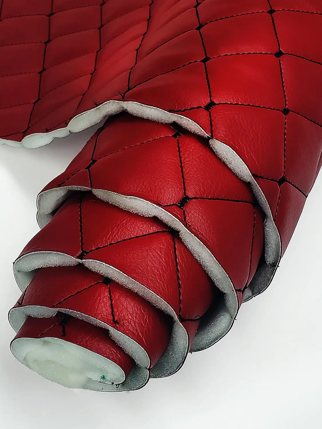 Vinyl Quilted Foam Fabric with Foam Backing Upholstery, Car Seat Material Foam Backed Vinyl Rolls