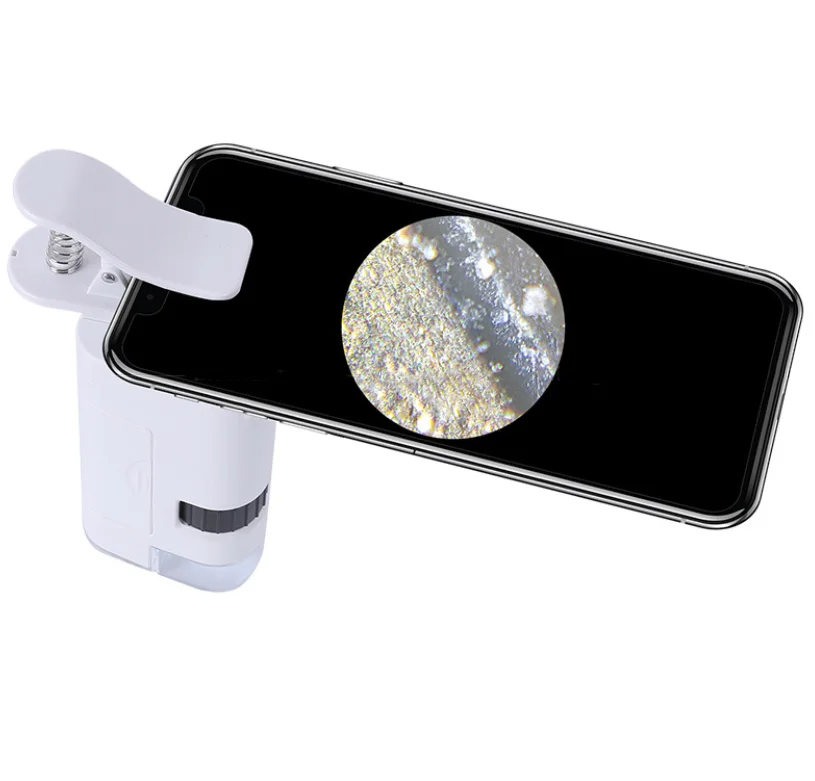 300X-350X Mobile Phone Pocket Microscope with Universal Clip Zoom With LED Light