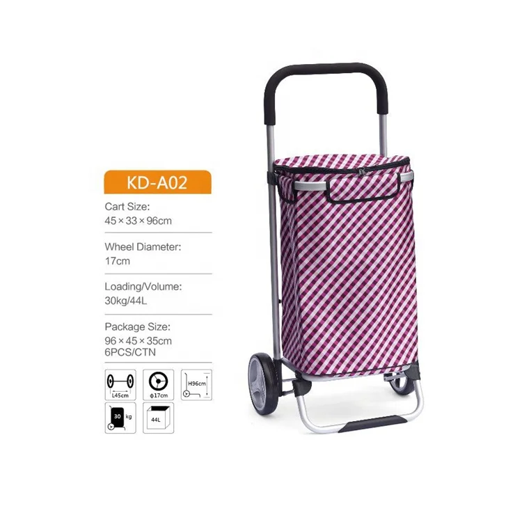 Supermarket Foldable Trolley Shopping Bag Vegetable Folding Shopping Trolley Cart