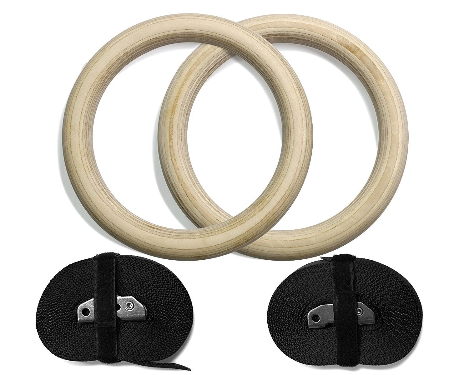 YangFit High Quality Customized Logo Fitness Gymnastic For Gym Wooden Ring Suspension Trainers
