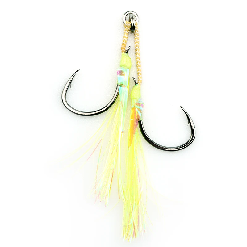 MAG SLJT 1# 1/0 2/0 3/0 Fishing assist  hook light iron plate double hook  different length  and high tensile stainless steel
