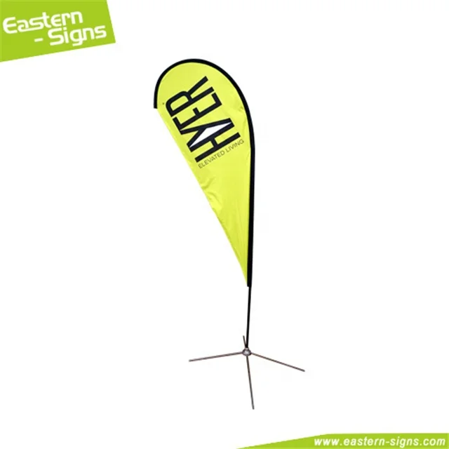 Easily set up aluminum fabric teardrop shape double sided display advertising flying beach flag banner