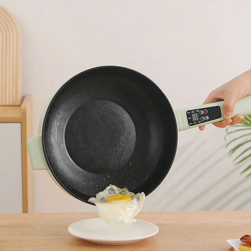 Smart button mode1350w fast working1.5 meter plug home dinner lunch double steamer cooking mini electric fry pot frying pan