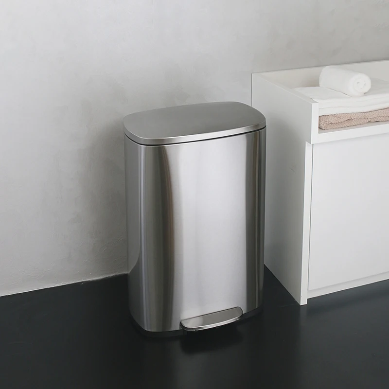 50L Pedal Bins Stainless Steel Step Trash Can Foot Pedal Trash Can Step Garbage Bin in Kitchen, Bathroom , Living Room