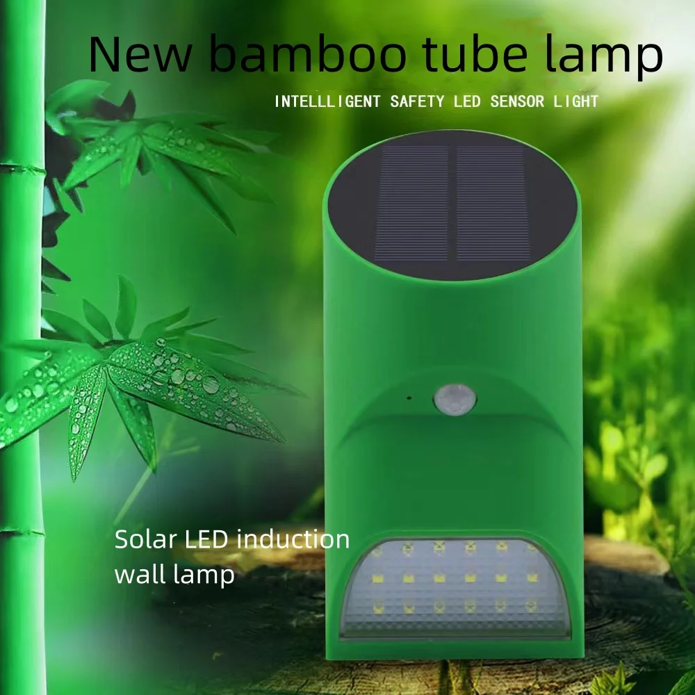 New outdoor solar wall lamp with human infrared sensing decoration for courtyard eaves lighting, bamboo tube lamp