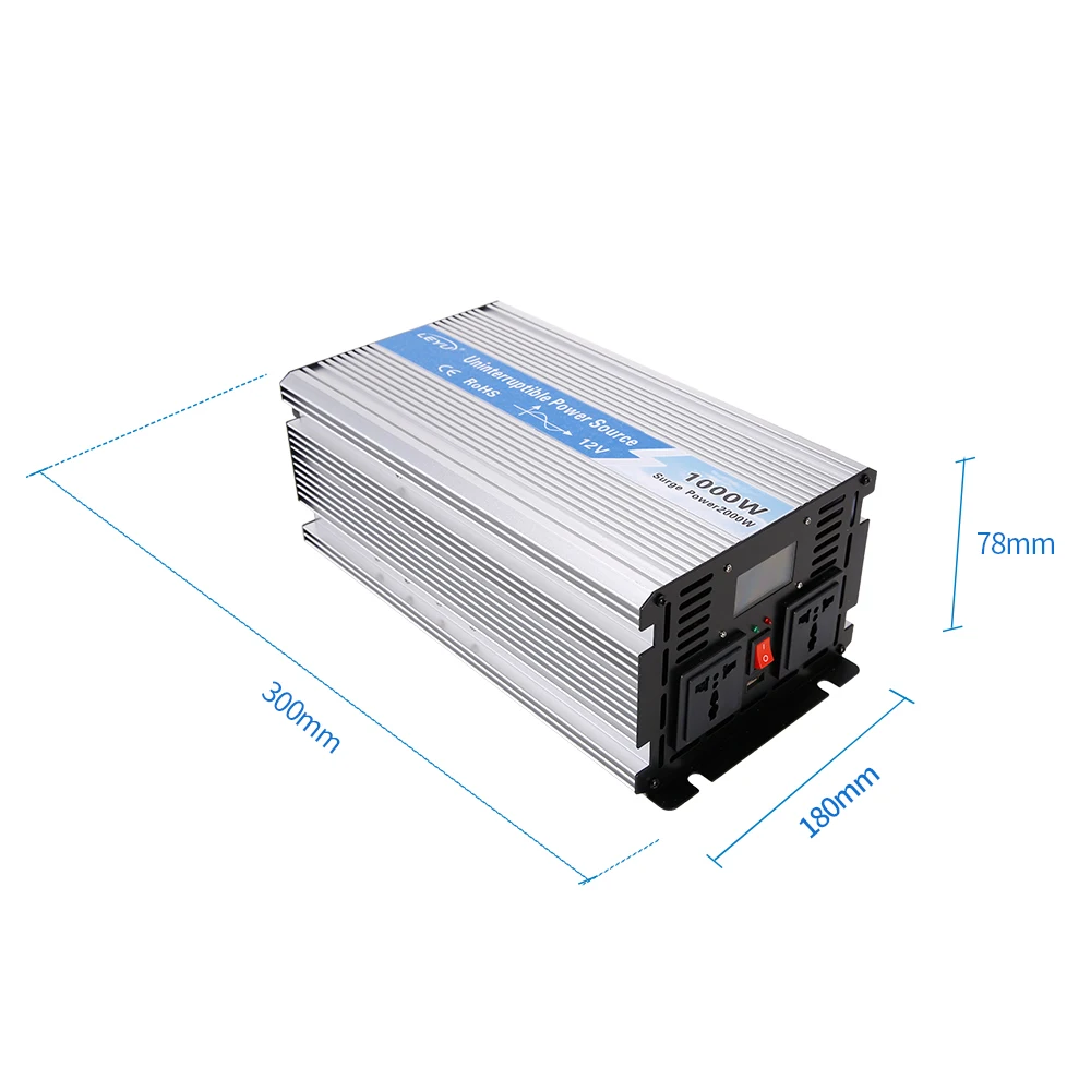 OPIP-1000C-12V CE RoHS hot sell 12v dc 220v ac pure sine wave 1000W power inverter with 15A charger