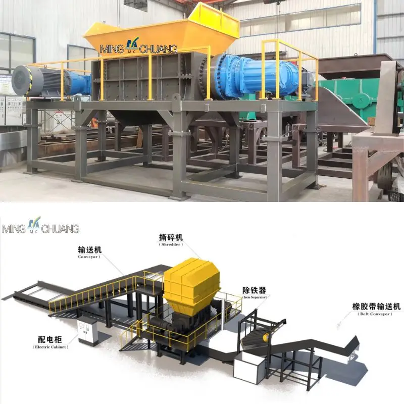 Heavy Duty Scrap Metal Aluminum Iron Steel  Recycling Low Power Consumption Metal Shredder