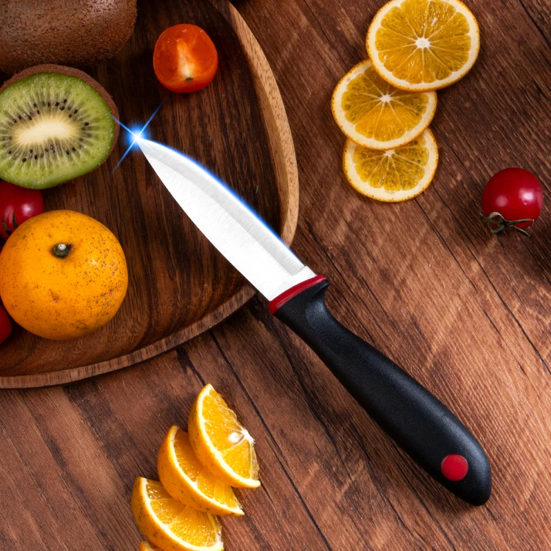 Colorful Disposable Kitchen Cutting Knives 3.5-Inch Stainless Steel Sharp Fruit Knives Durable Plastic Handle Utility Purpose