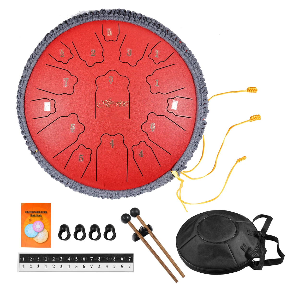 Wholesale golden Steel Tongue Percussion Drum Handpan Chakra Drum FREE bag and mallets steel tongue drum