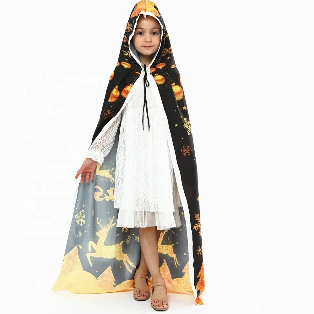 Горячая Распродажа, накидка на Рождество/черная Рождественская накидка для девочек/Детский Рождественский Костюм