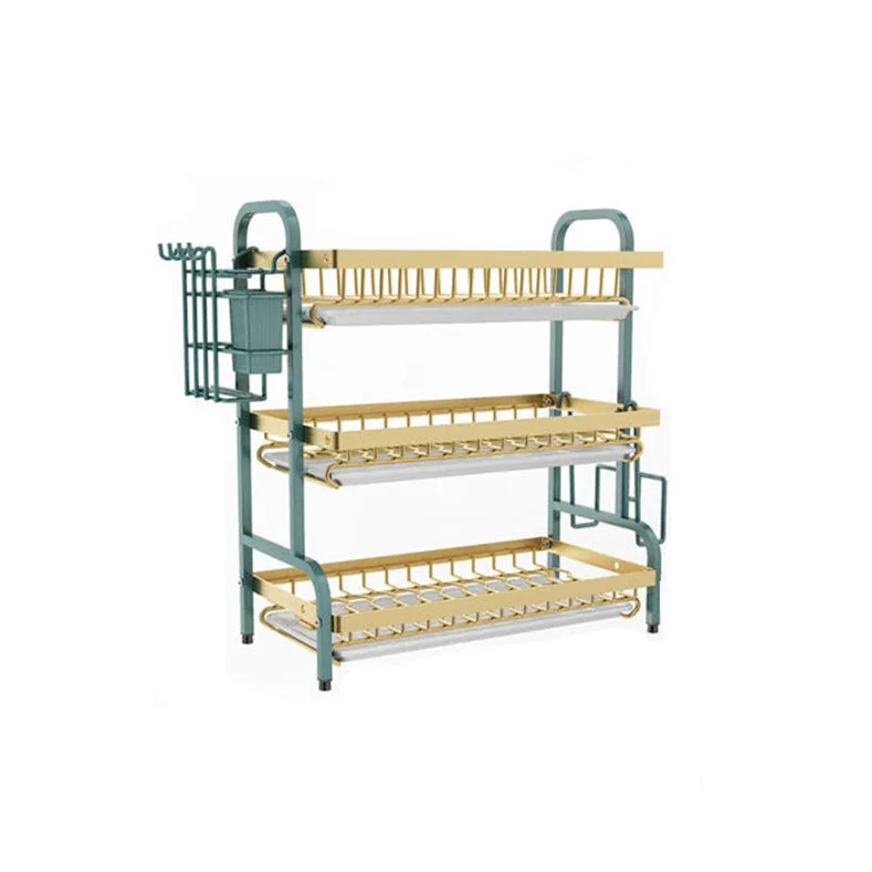 Kitchen Shelves Dishware Storage Rack Storage Dish Rack Tableware Cupboard Multi functional Counter top Drain Rack