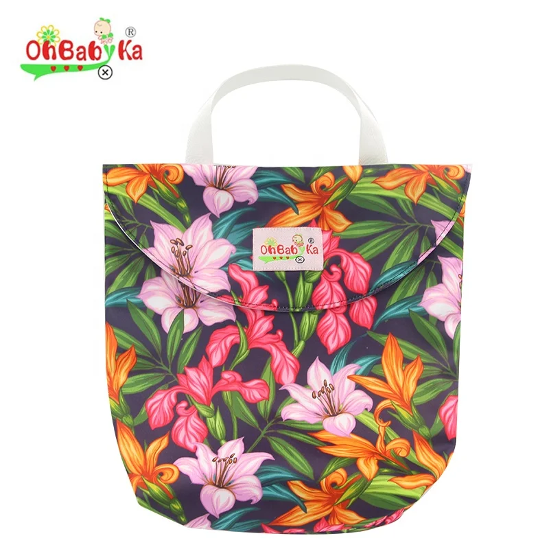 Ohbaby new pattern baby wet bag fashion baby diaper bag PUL Reusable Pockets mommy bag