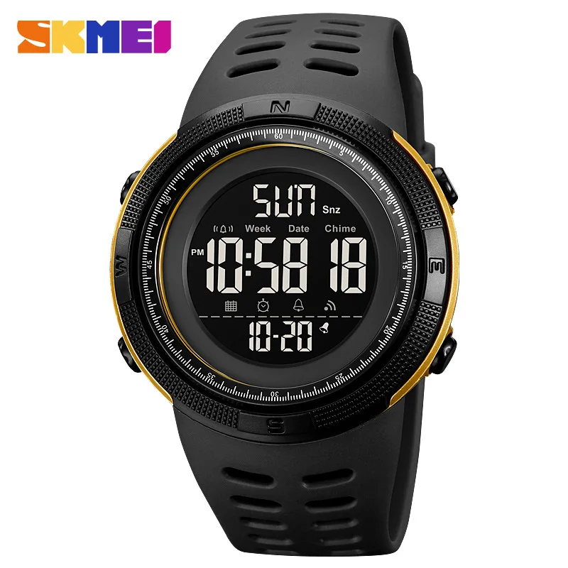 Skmei Digital Display Calendar Week Silicone 5ATM Luminous Display Digital Watches For Mens Sports Watch Outdoor Sport
