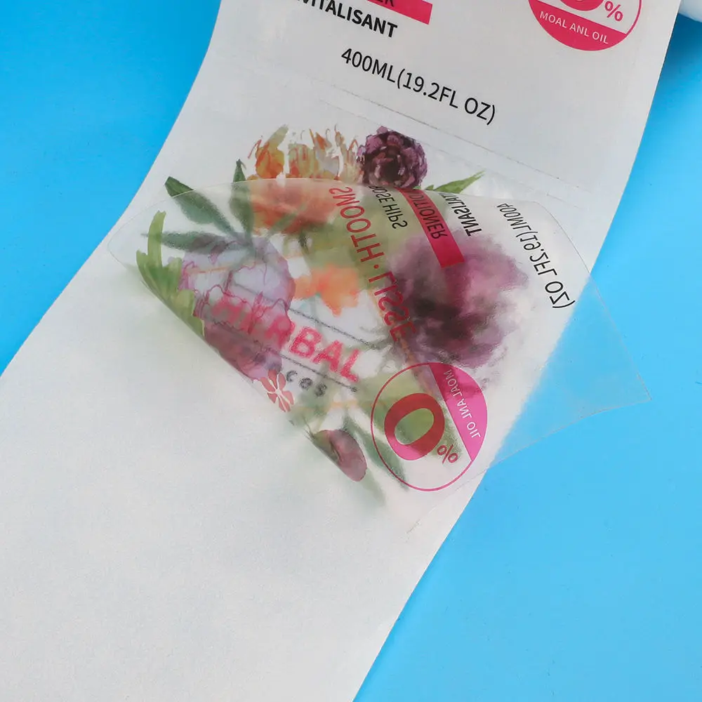 Custom Waterproof Transparent BOPP Vinyl White Silk Screen Printed Clear Stickers Labels For Cosmetic Shampoo Bottles Packaging