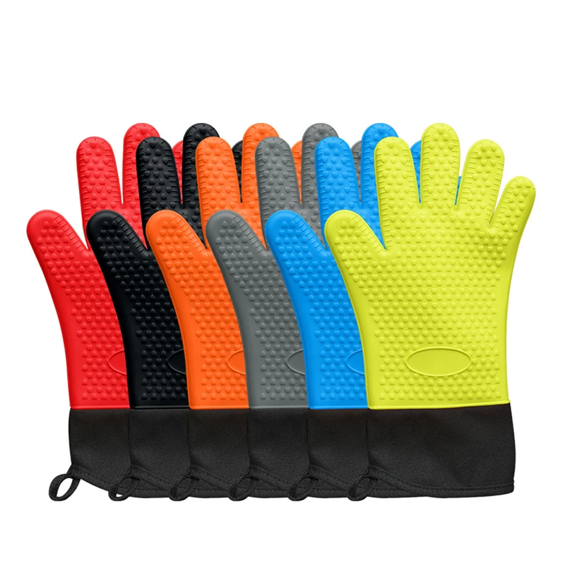 Guantes Gants Potholders Heat Resistant Household Silicone Oven Mitts Mitt Luva Sarung Tangan Pot Holder Grilling BBQ Oven Mitts