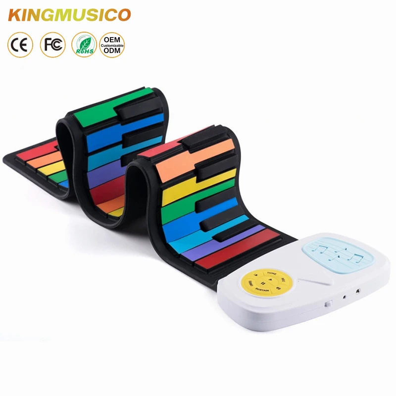 Rock and Roll It The Original Rainbow Piano Roll Up Flexible Piano Keyboard for Kids Portable 49 Keys Silicone Piano Pad