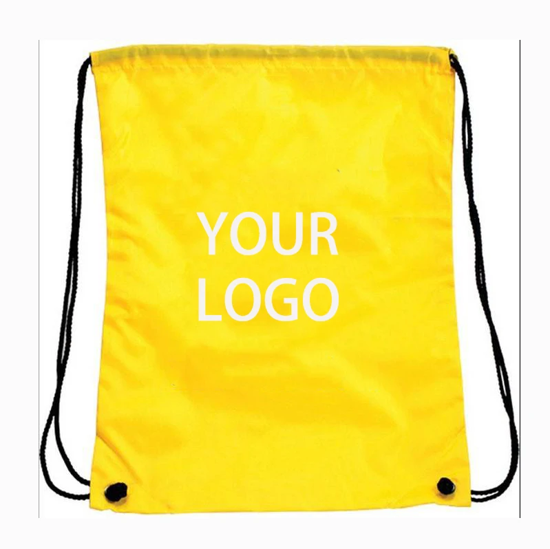 China Factory Nylon Backpack Gym Bag Colorful European Market 210d Polyester Foldable Travel Draw String Shoes Bag Wholesale