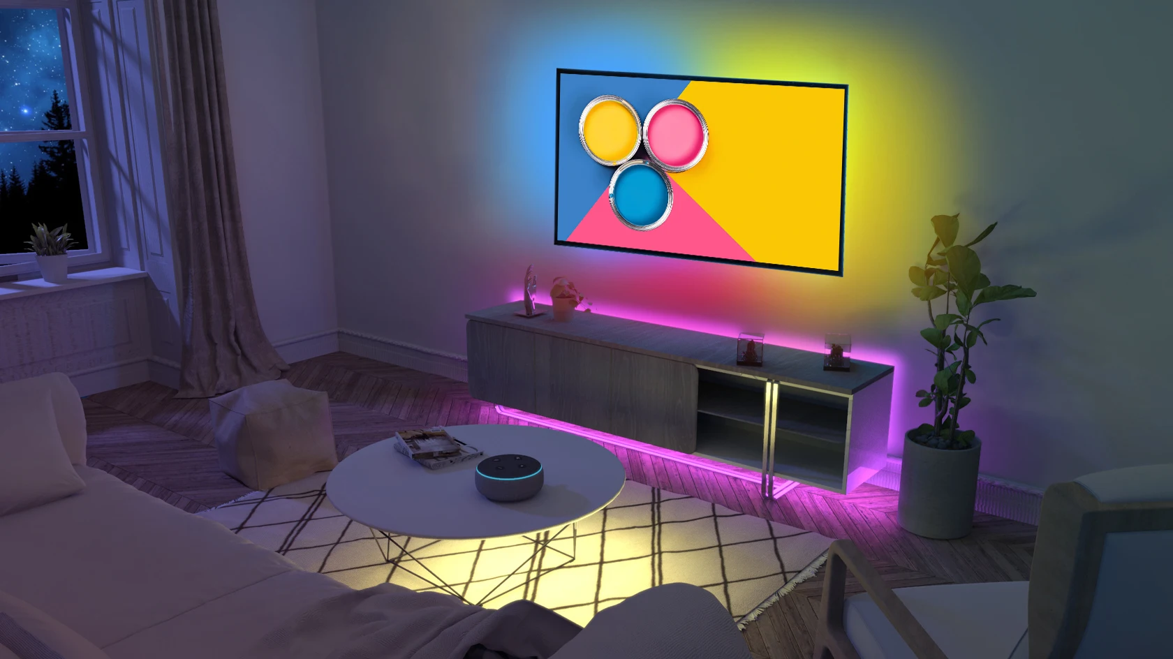 New Lytmi Brightstart Kit L2 Sync Box  Work with Alexa Google Assistant 75-84 Inch TVs App Control LED TV Backlight Strip Light