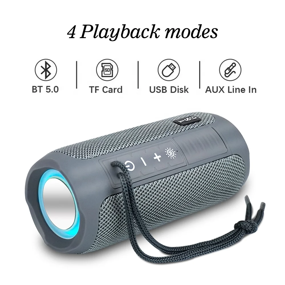 Portable Blue tooth Speaker 1200MAH RGB LED Light Wireless Boombox Waterproof Outdoor Subwoofer Stereo Loudspeaker