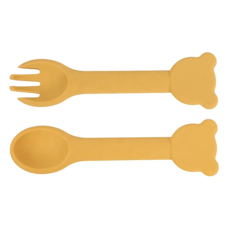 2021 Eco-friendly Food Grade Custom Feeding Suction Silicone Baby  bear Bowl And Spoon