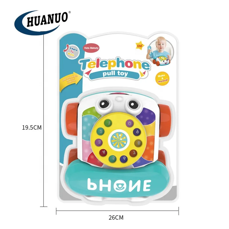 HUANUO Wholesale Early Education Walk-along Phone Toy pull along kids mobile phone popular baby toys
