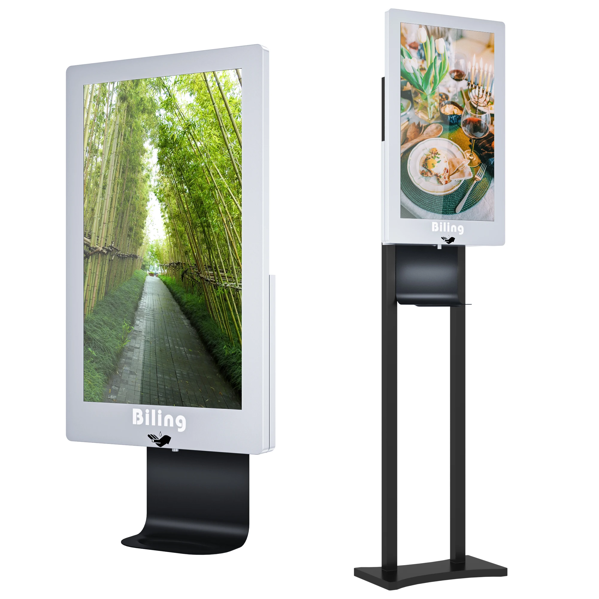 lcd интегрированный бесконтактный цифровой вывески киоск рекламный экран дезинфицирующее средство для рук
